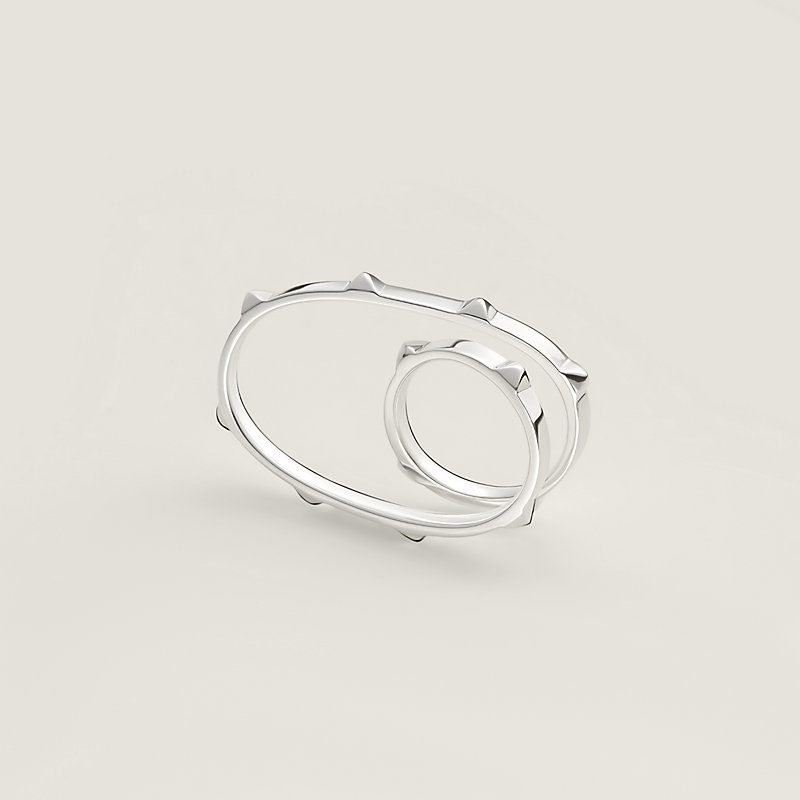 HERMES シルバー ダブルバンドリング Hermès Clou d'H double ring - Silver | Hermès Macau SAR